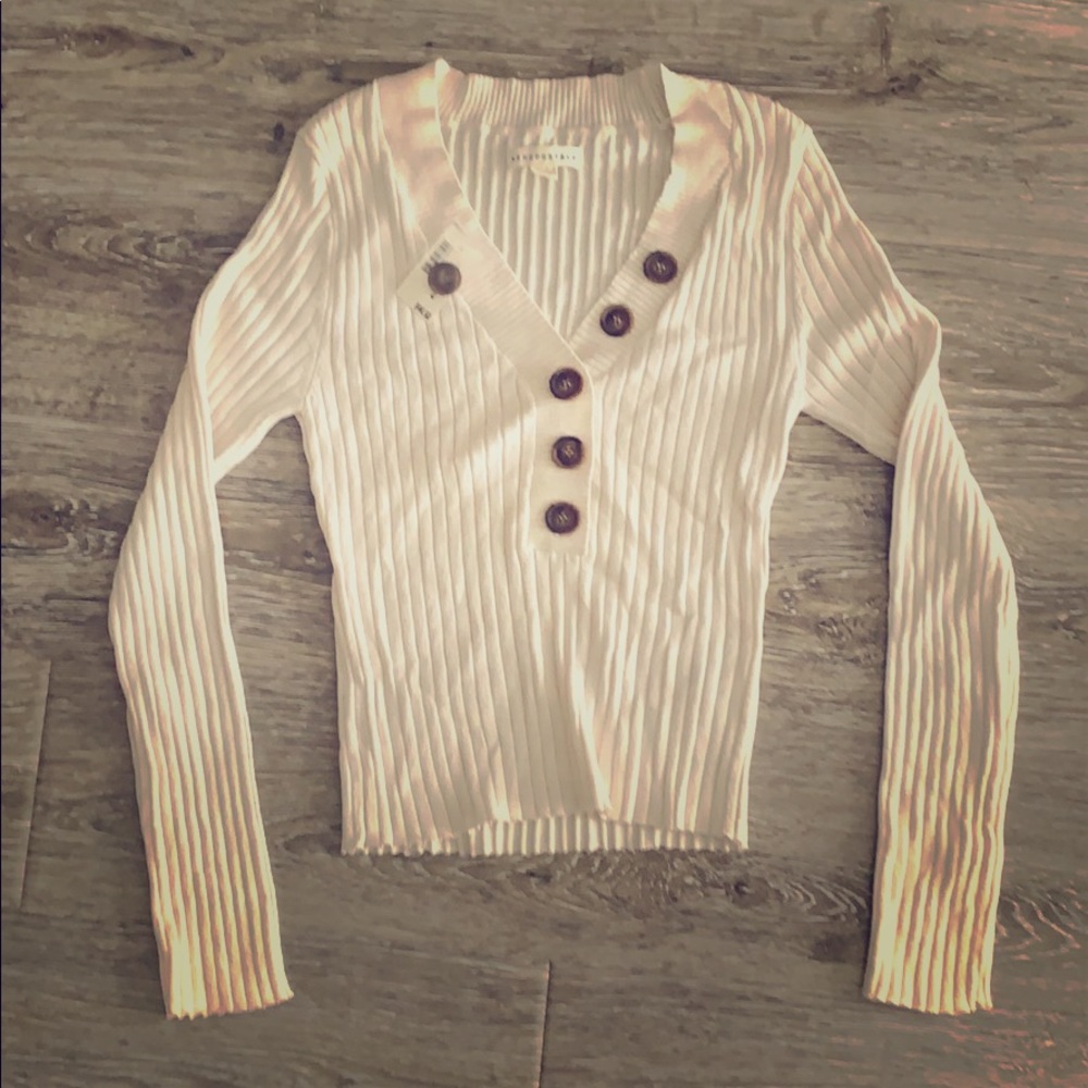 NWT Aeropostale cream ribbed long sleeved M top